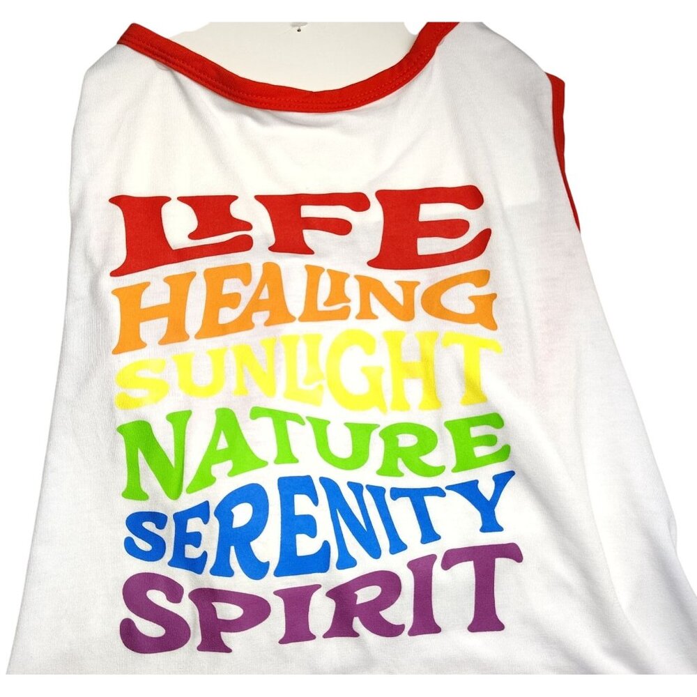 Spiritual Pride Dog Tank Top X-Large Red and White Rainbow Text - Picture 8 of 9